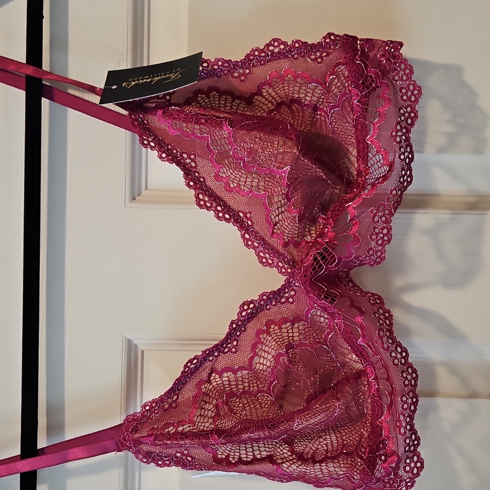 Frederick's Of Hollywood,NWT,Caroline Lace Bralette,1X Fuchsia